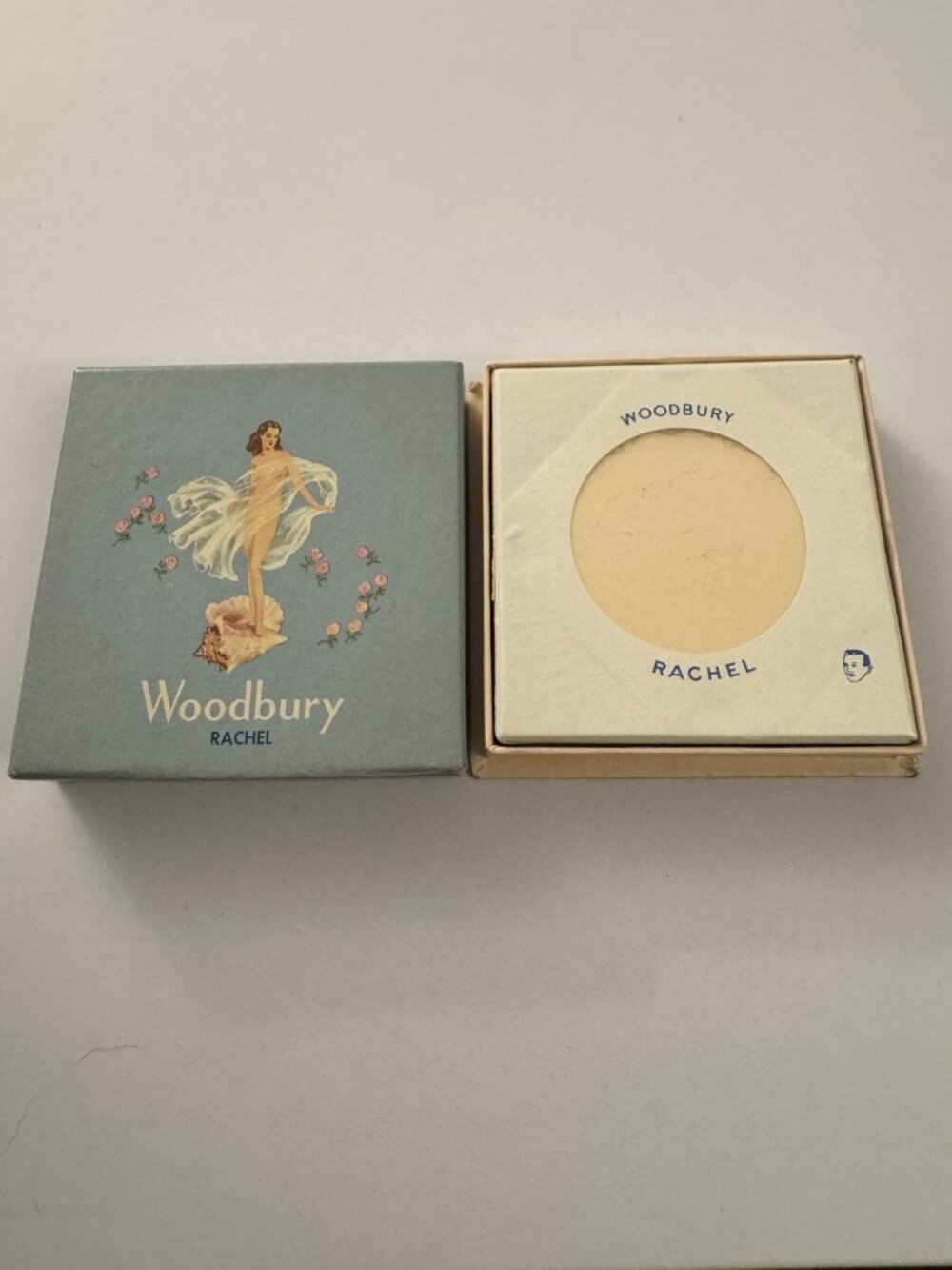 Vintage Woodbury Face Powder Box With Powder Rachel Lady Shell 1950’s New EB1